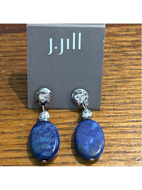 Women's J.Jill Blue Lapis Silver Tone Drop Earrings One Size